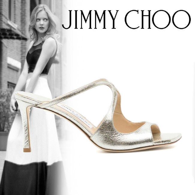 正規店買付【JIMMY CHOO】グリッター シャンパンレザー サンダル