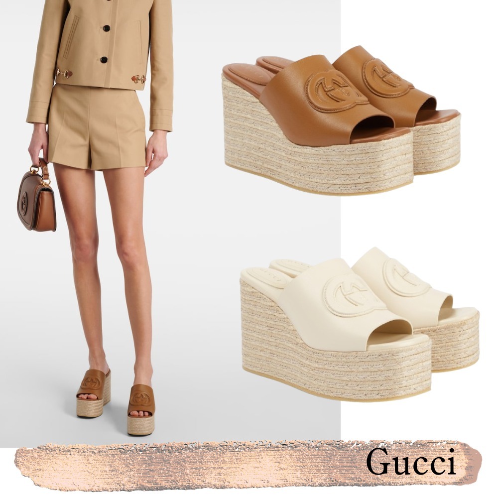 Gucci☆関税込☆GG レザー エスパドリーユ ウェッジ