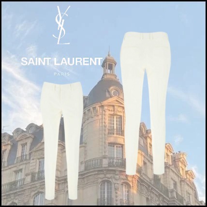 【 Saint Laurent】Ivory wool pant White