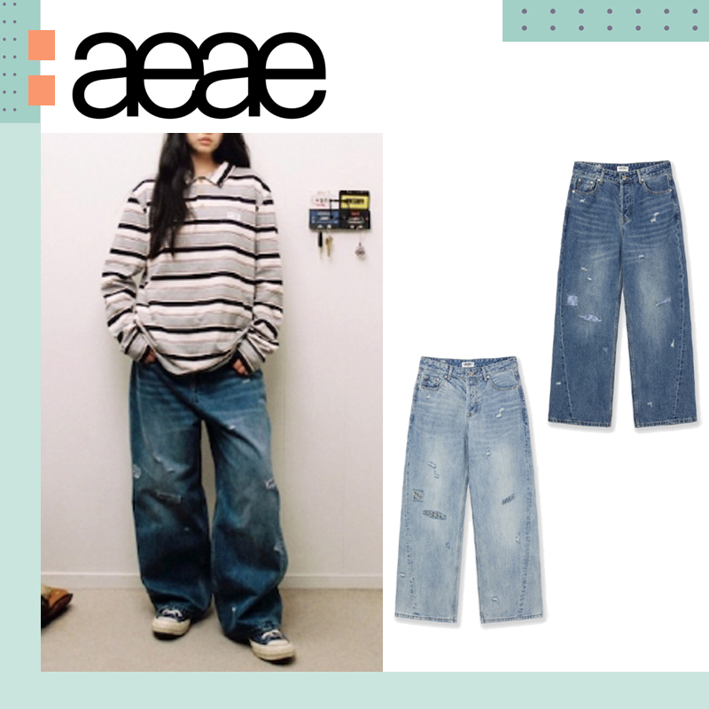 【AEAE】★CHECK PATCHWORK DENIM PANTS / 2 Color 韓国発★ ☆AEAE☆CHECK PATCHWORK DENIM PANTS【送料込/関税込】 (AEAE