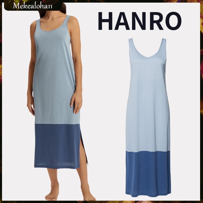 HANRO☆ローラ コットンモダール ナイトドレス ブルー