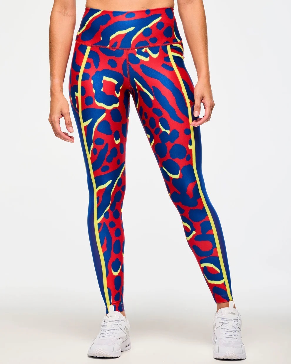 新作♪ズンバ Victory High Waisted Ankle Leggings -Red/Blue