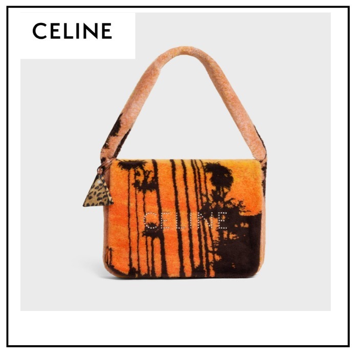 【CELINE】パームプリントのオーバーサイズウールサドルバッグ