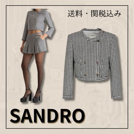 ★SANDRO★サンドロ ツイード クロップドジャケット SANDRO(サンドロ) ツイード クロップドジャケット メタリック