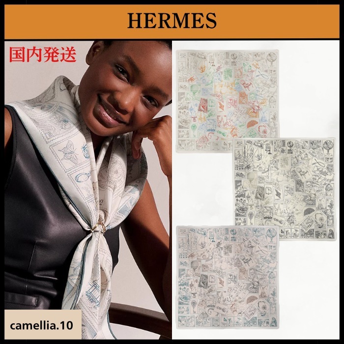 触れるたび笑顔【HERMES】カレ 90 《フォーブルの切手愛好家》