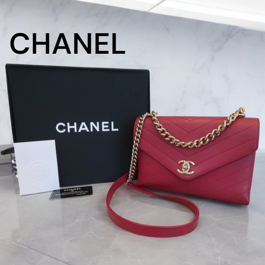 CHANEL★VステッチシングルフラップチェーンショルダーAランク