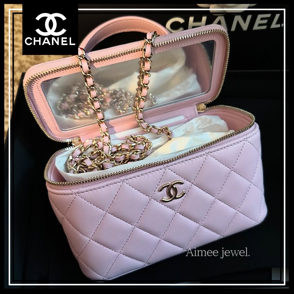 ＊可愛い＊【CHANEL】ヴァニティバッグ ロング ピンクラムスキン