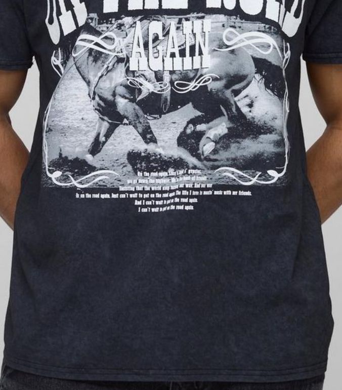 boohoo MAN オーバーサイズ 半袖 ウィリー・ネルソン Tシャツ