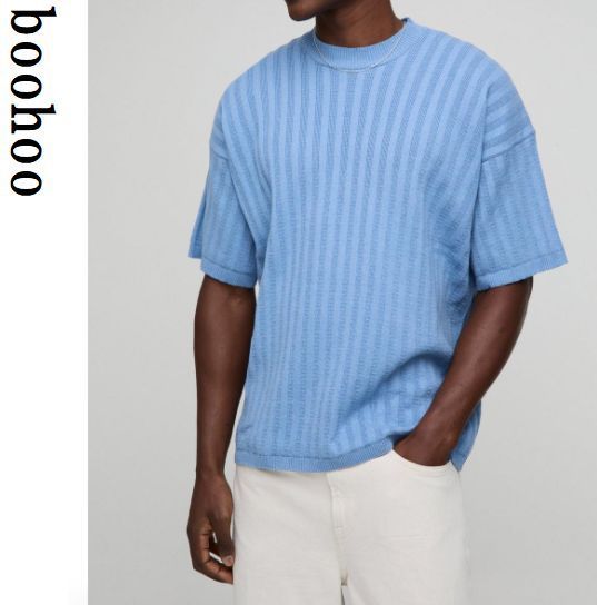 boohoo MAN オーバーサイズ 半袖 ニット サマーセーター Tシャツ