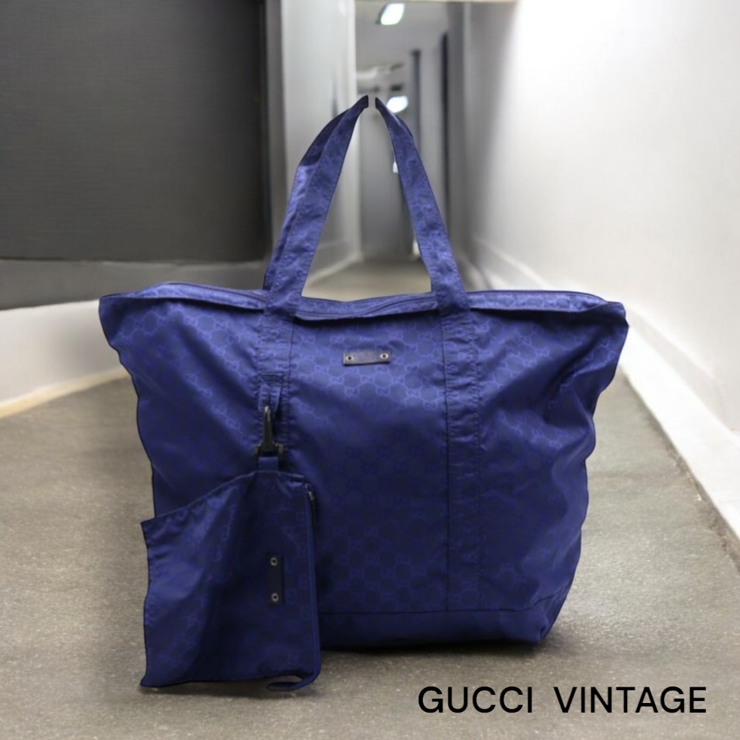 VINTAGE●GUCCI●グッチ ナイロン レザー エコ トートバッグ