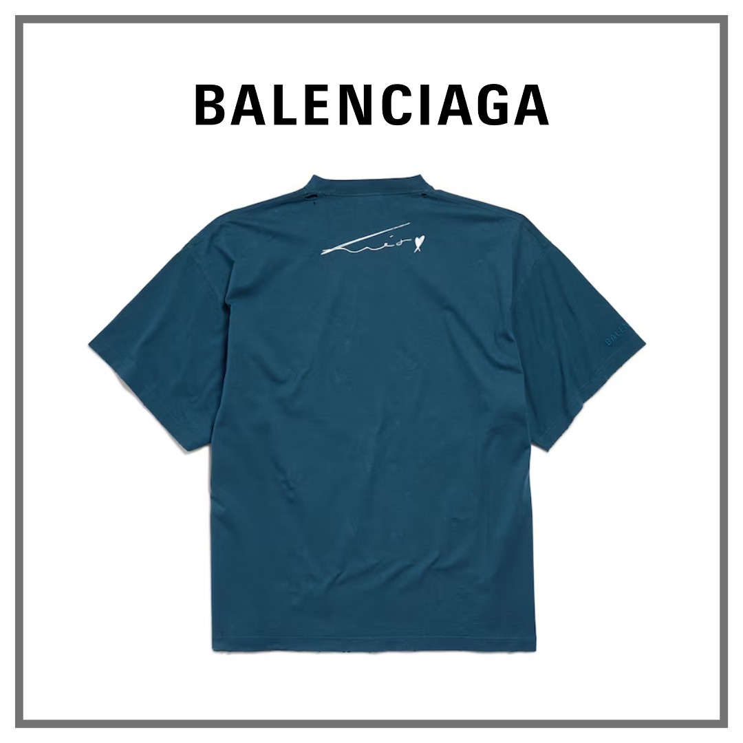 【BALENCIAGA】Pp Krit オーバーサイズ Tシャツ★ブルー★3 BALENCIAGA】Pp Krit オーバーサイズ Tシャツ☆ブルー☆3
