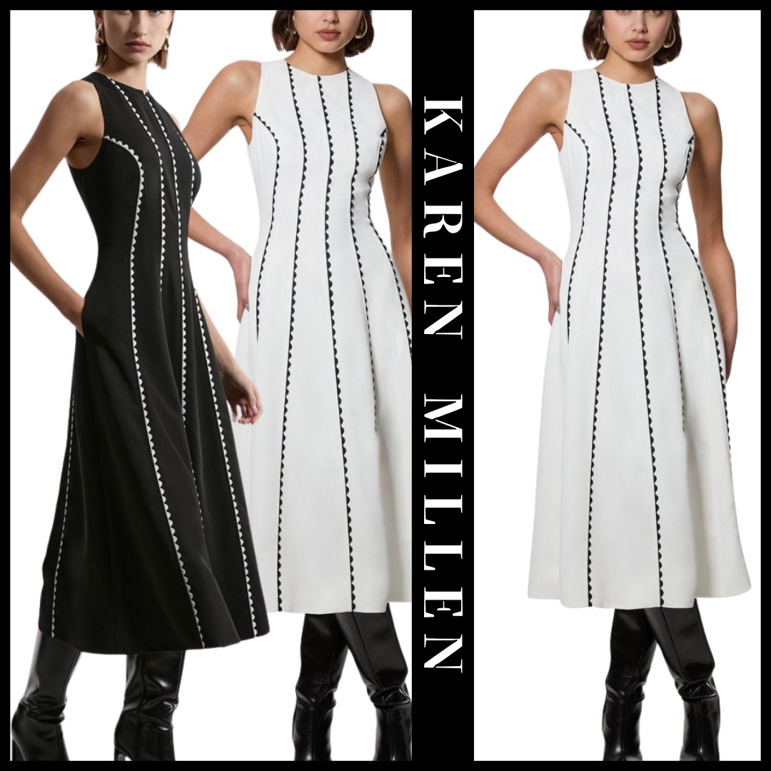 KAREN MILLEN 日本未入荷 タイト マキシドレス クレープ 無地