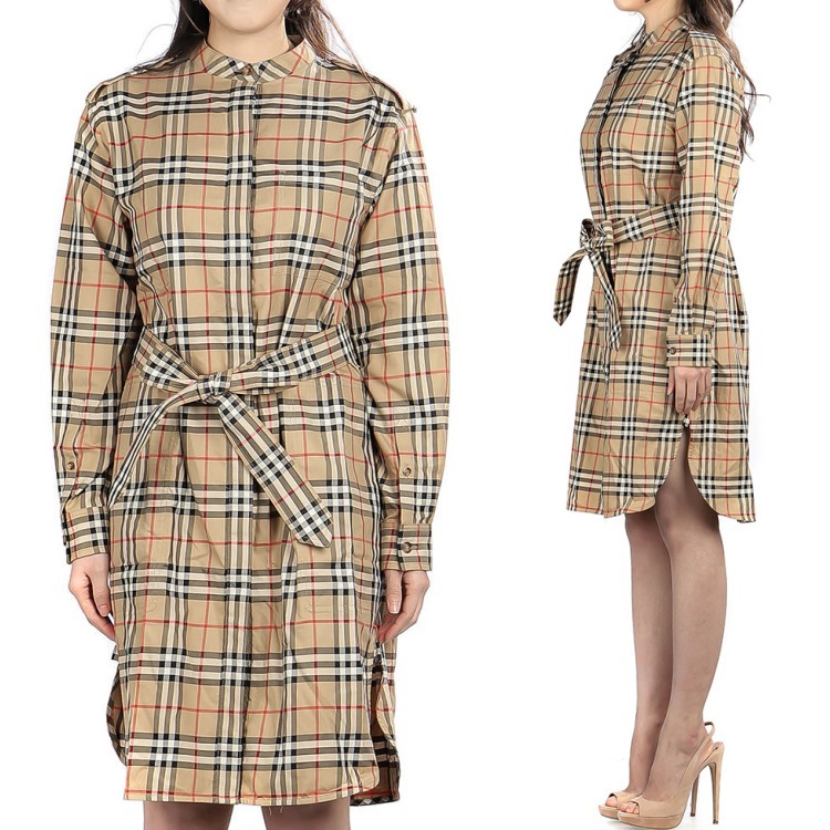 BURBERRY☆AURELIA ベルトポイント チェック ワンピース UK8