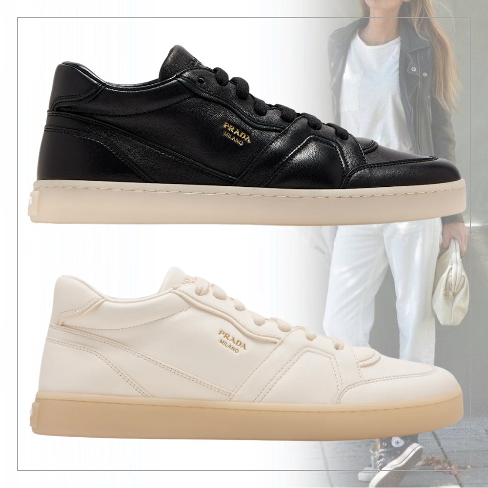 《大人シンプル》【PRADA】ナッパレザースニーカー ロゴ