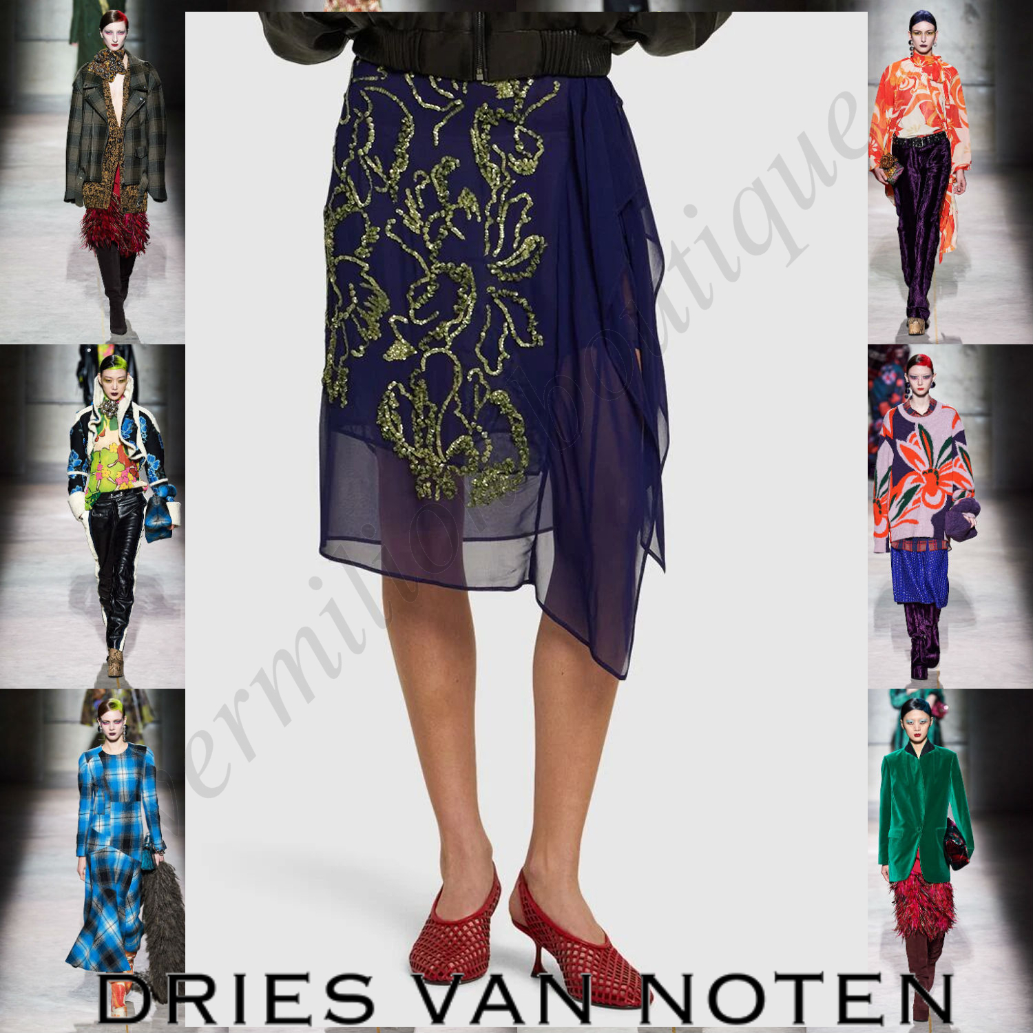 Dries Van Noten スパンコール付き オーガンザ スカート