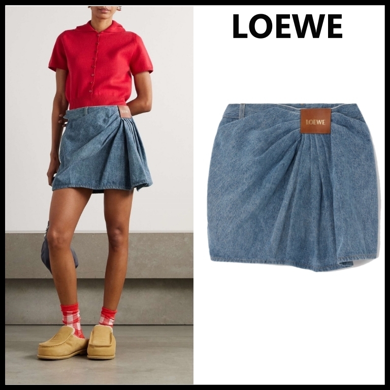 【在庫僅か！】LOEWE ドレープ スカート デニム ドレープ スカート（デニム） ブルー - LOEWE