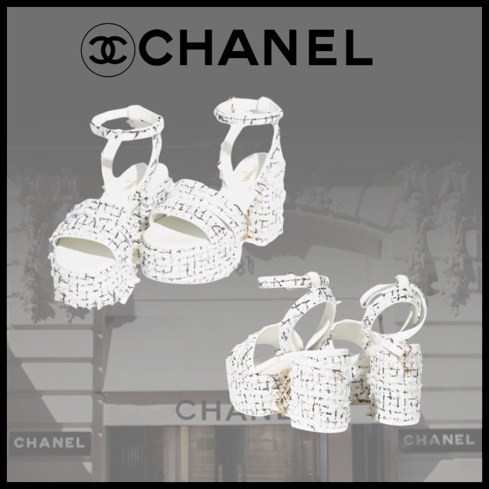 【2025年SS 最新作♪】CHANEL グリッターツイード サンダル