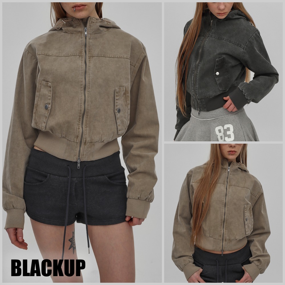 ★BLACKUP★ コットンウォッシュフードジャケット 2色
