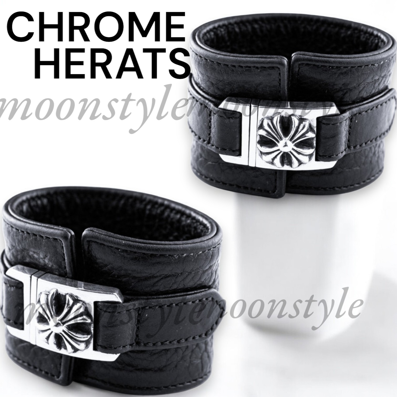 CHROME HERATS★クロムハーツ バンドレザーブレスレットBランク