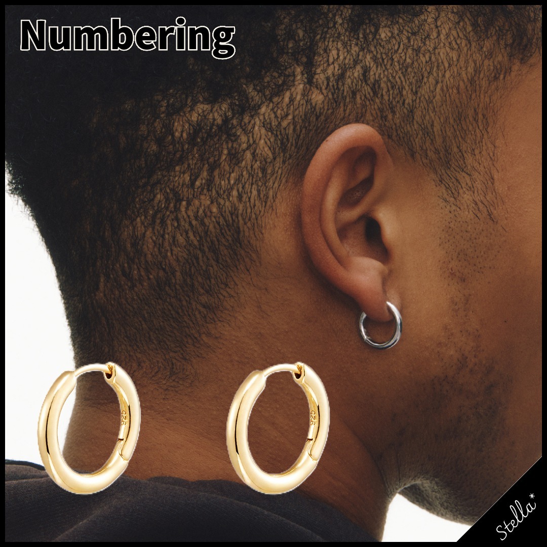注目■NUMBERING■人気 ラウンドフープワンタッチピアス 2カラー