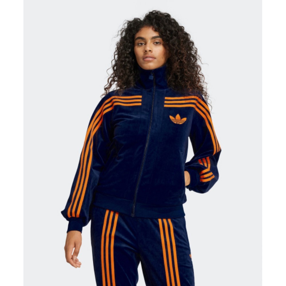 ★adidas★ 70s Velour Track Top Navy Orange