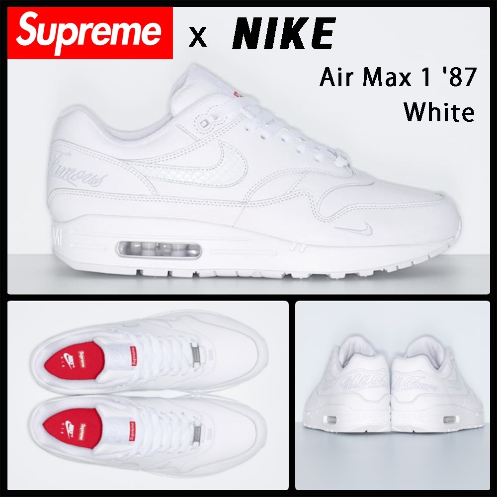 【Nike x Supreme】★Air Max 1 '87 White★男女共用★大人気★