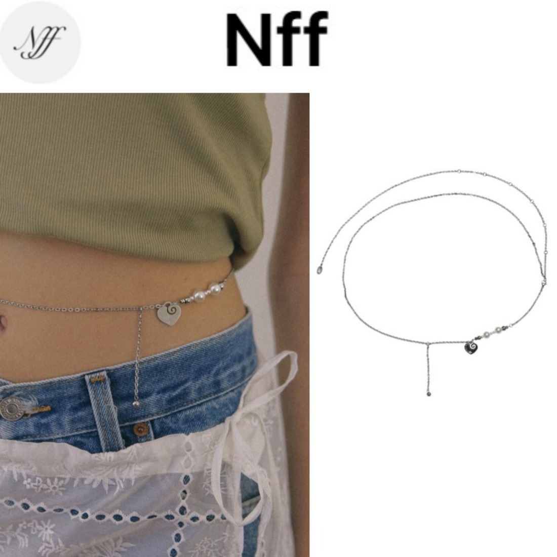 [韓国人気ジュエリー] nff fine belly chain & necklace-silver