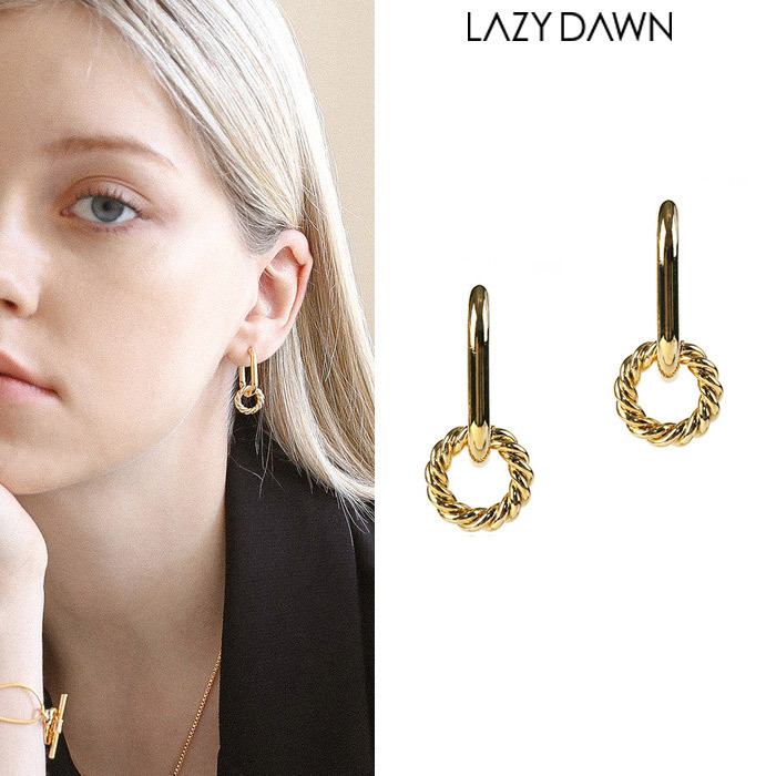 [LAZYDAWN] repe circle drop chain earring ピアス