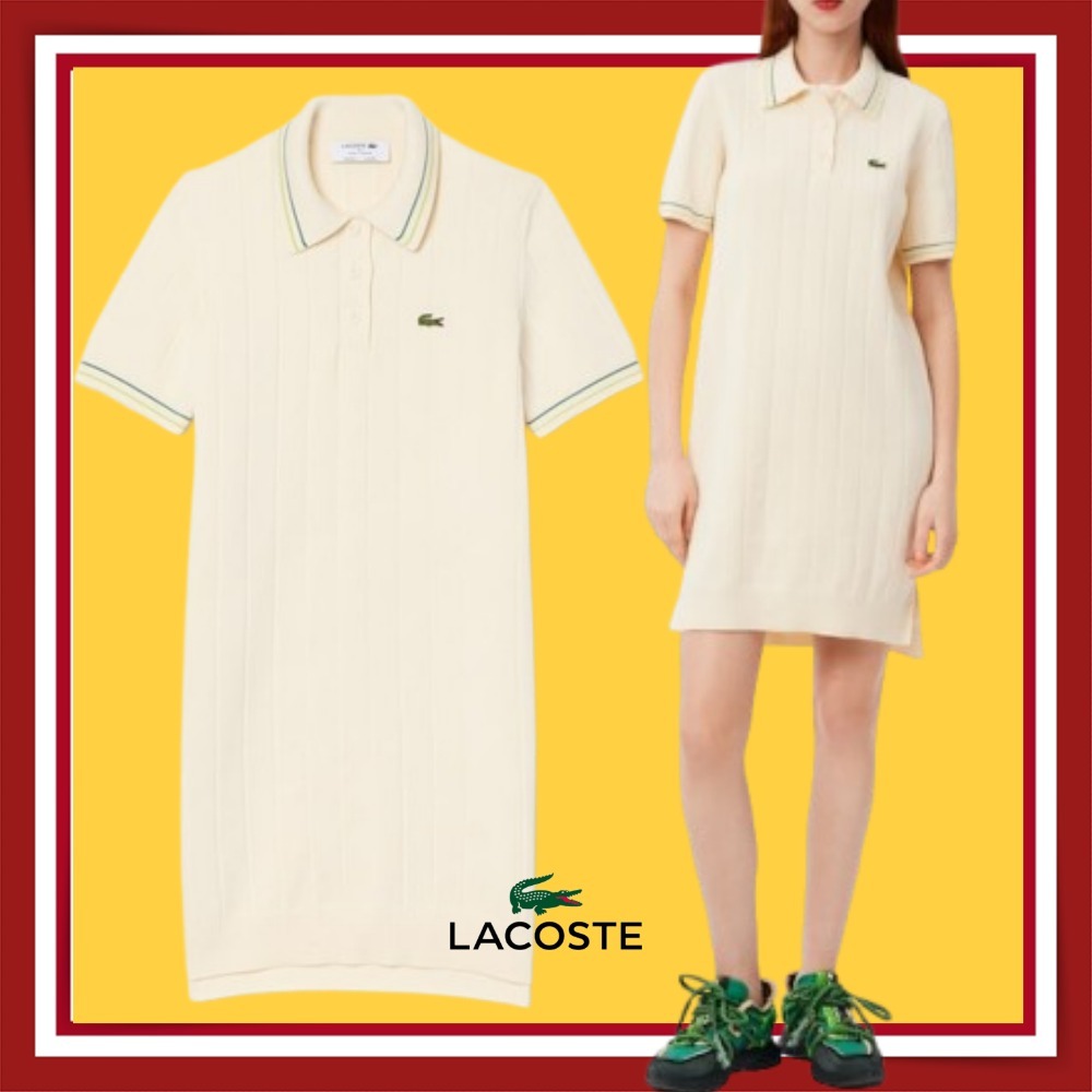 【LACOSTE】半袖スリム ポロドレス ワンピース 送料税込