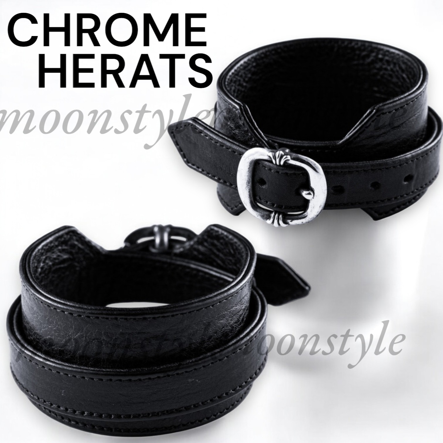 CHROME HERATS★クロムハーツ レザーブレスレット Bランク