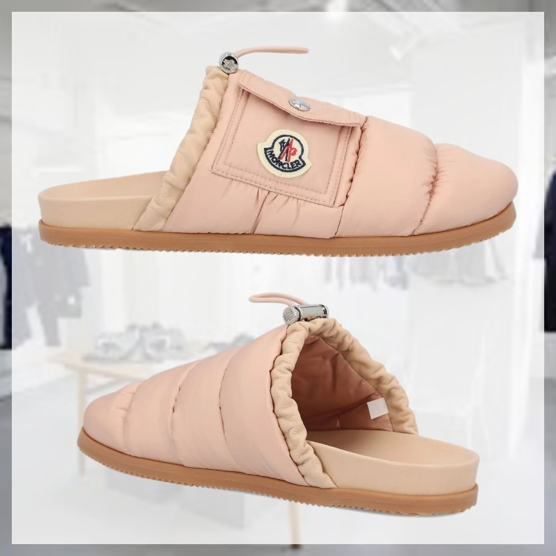 関税込 MONCLER モンクレール ロゴパッチ パッド入り スリッパ