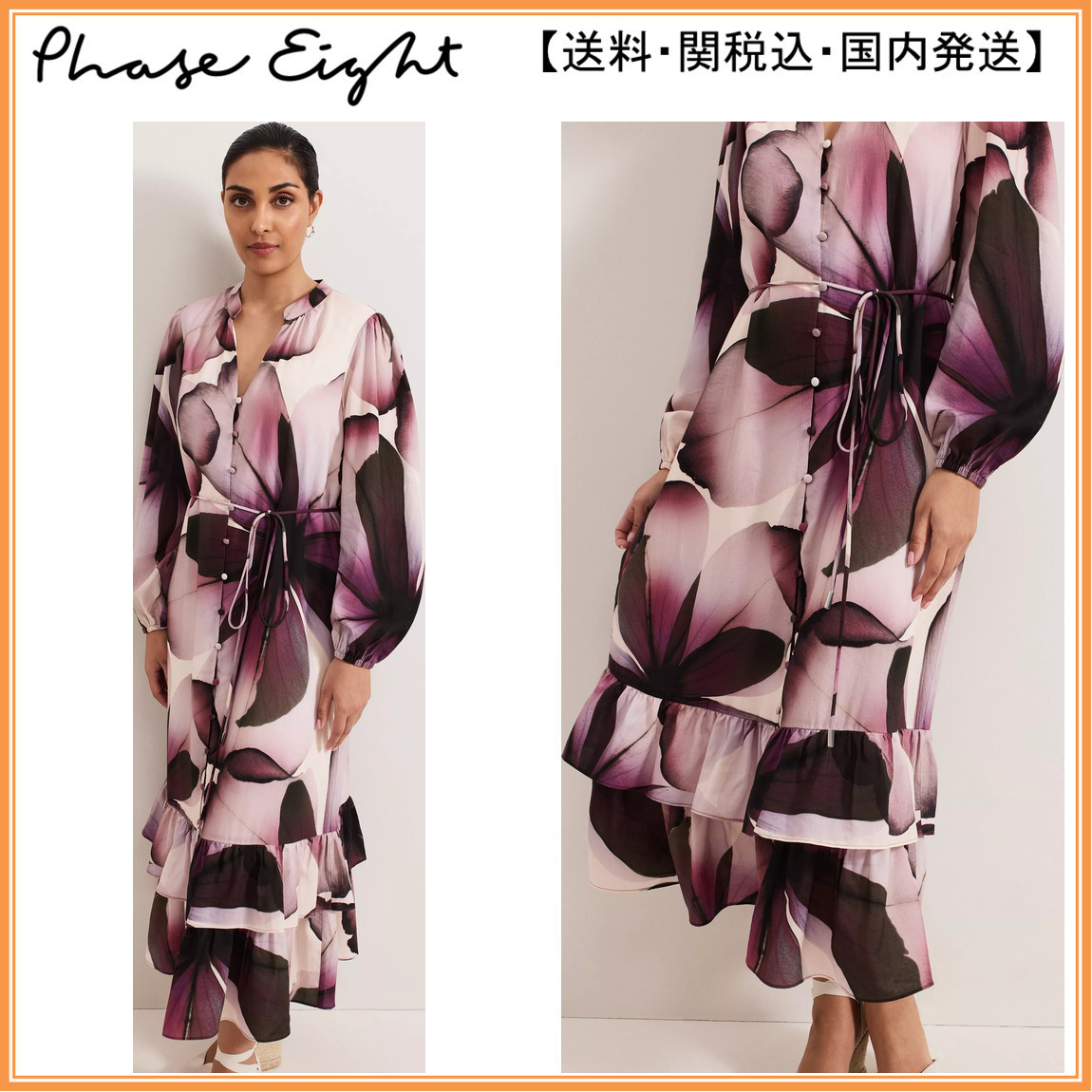 【関税込】PhaseEight ドレス☆Petite Clarra Floral Dress, Pur