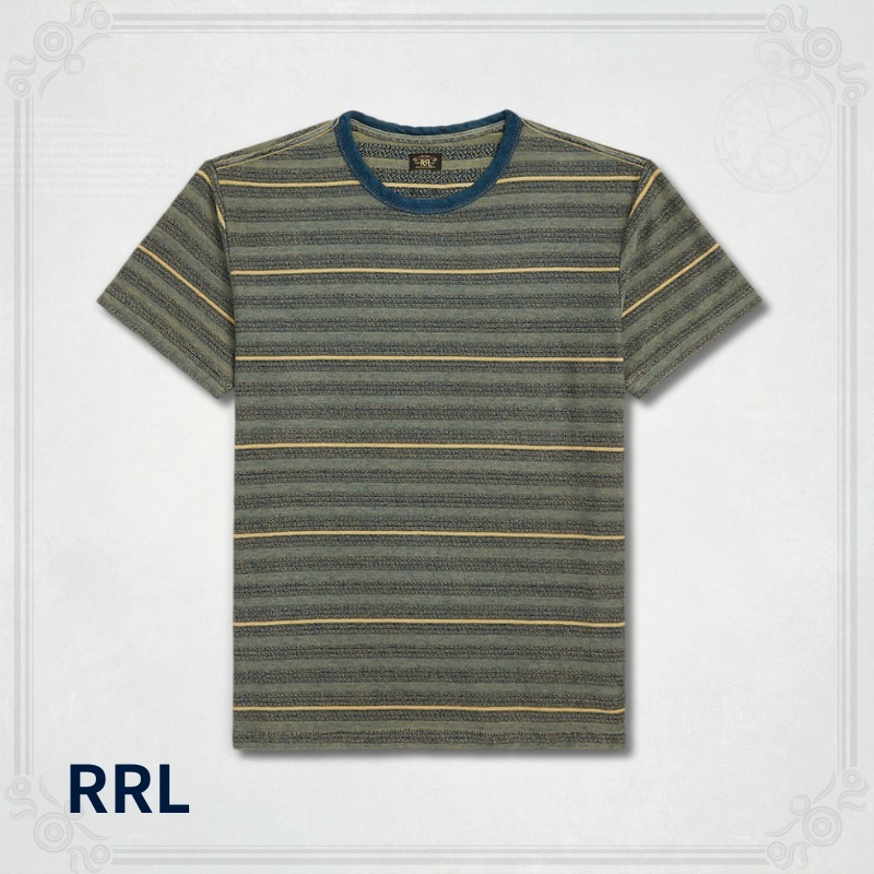 【RRL】インディゴ ストライプド ジャカード Tシャツ