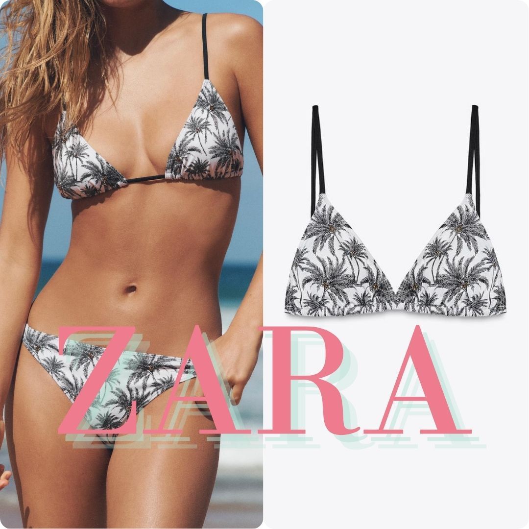 ZARA ヤシの木プリントビキニトップス 2856/004