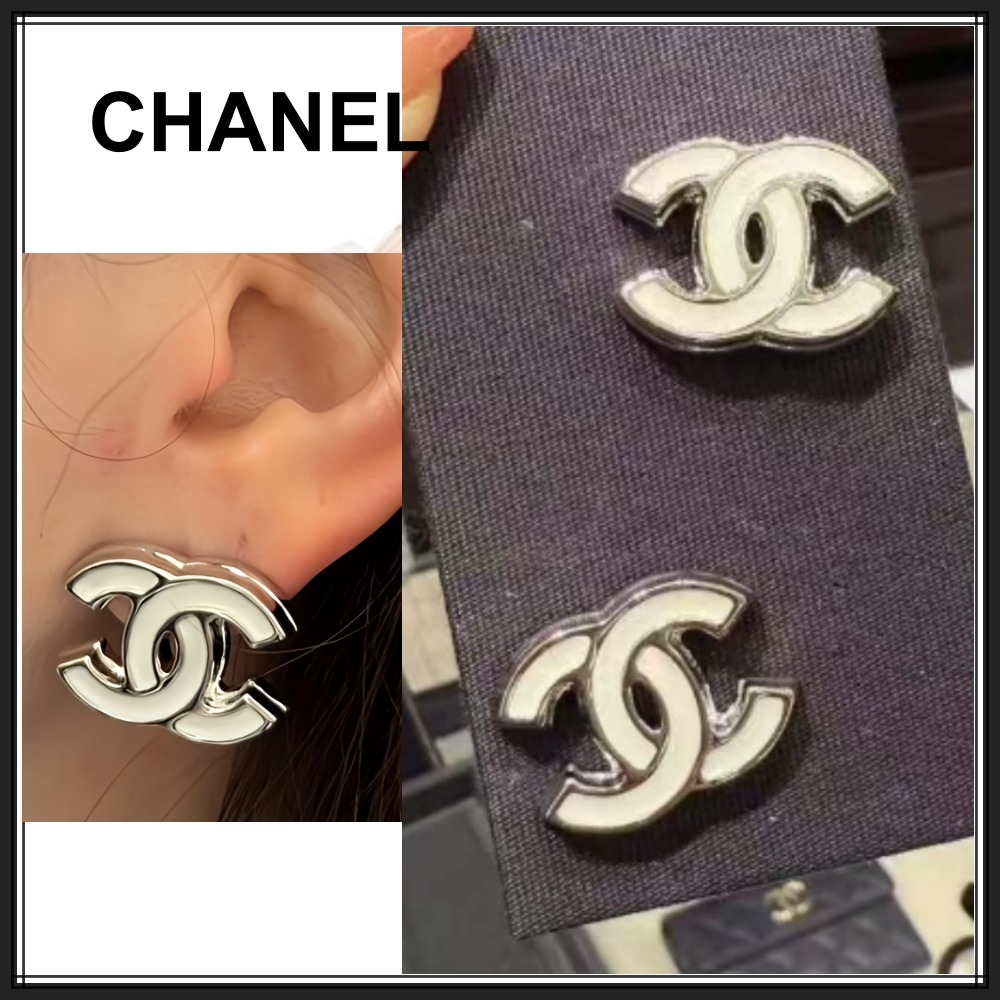 エレガント【CHANEL】上品なホワイトカラー シンプルピアス CHANEL】シャネル 新作 人気商品 上品 お洒落 2色 ピアス