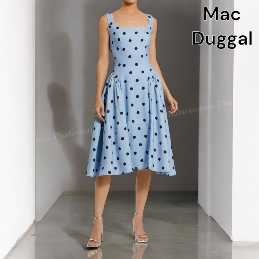●Mac Duggal●ポルカ ドット フィット&フレア ミディドレス