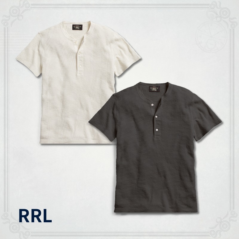 【RRL】ワッフルニット コットン ヘンリー