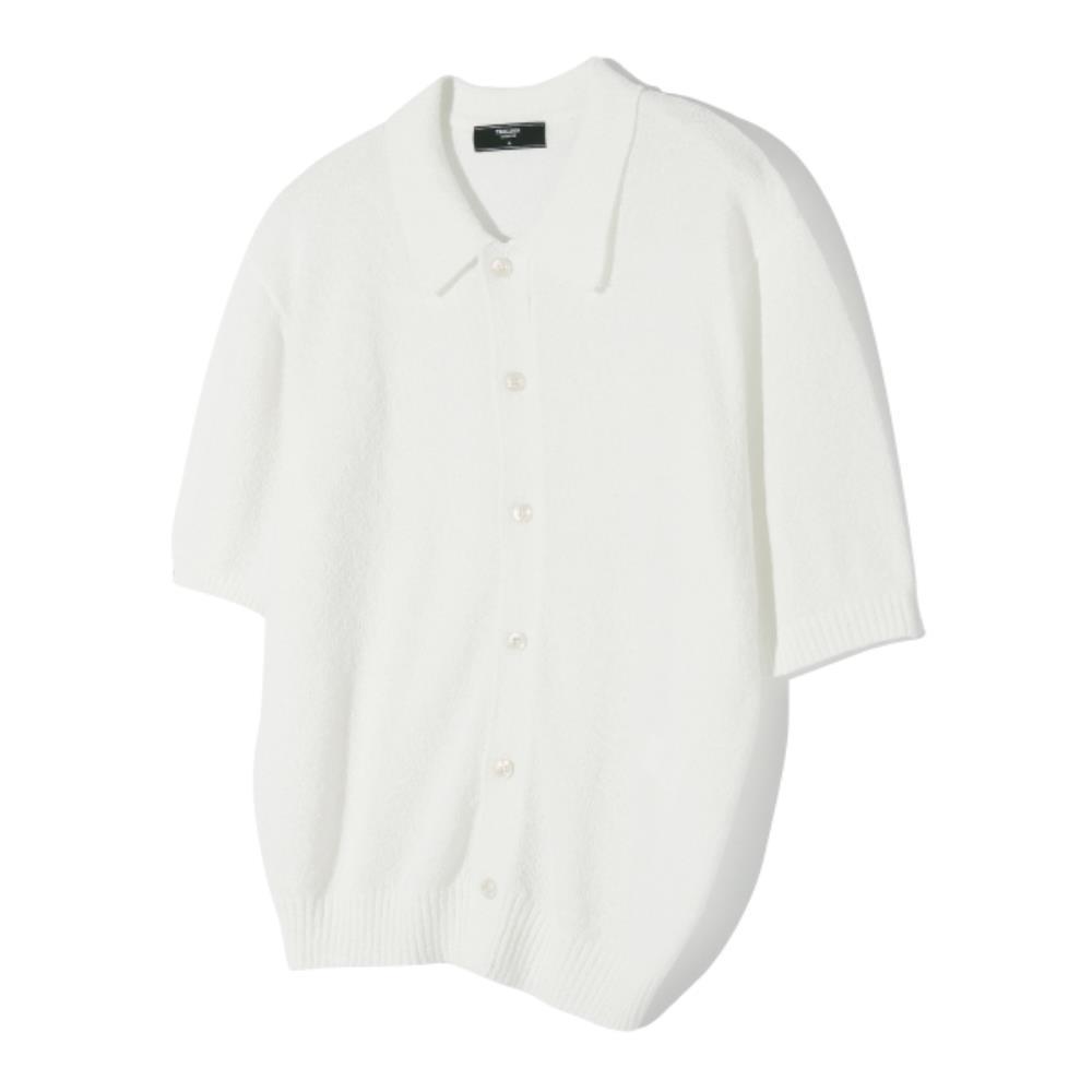 Tシャツ・カットソー TRILLION Washable boucle collar short sleeve knit CREAM WHIT