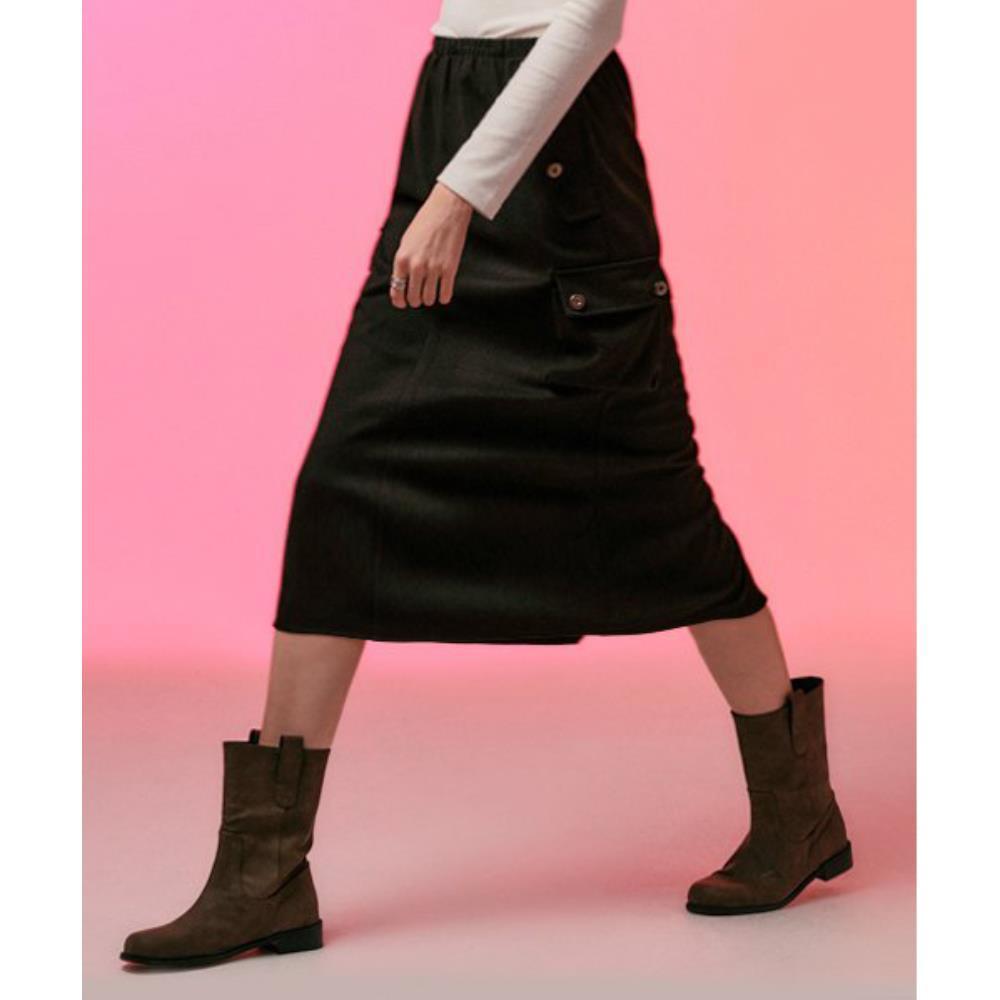 スカート KOLEAT WOMEN Warm Banding Cargo Long Skirt BLACK KLW_WGBDLSK