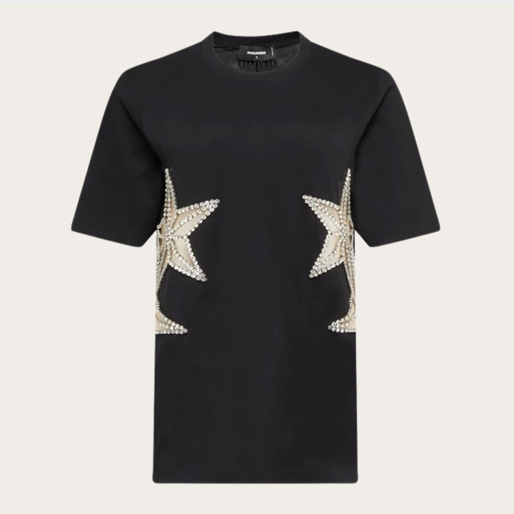 DSQUARED2 ★ ビジュートリム コットン クルーネック Tシャツ