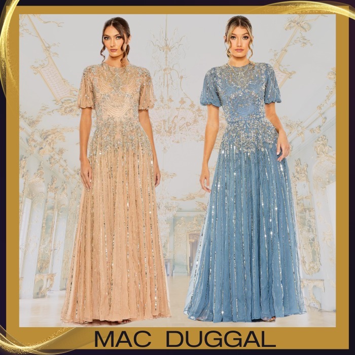 Mac Duggal*華やか*花柄*ビーズ*スパンコール*Aラインドレス
