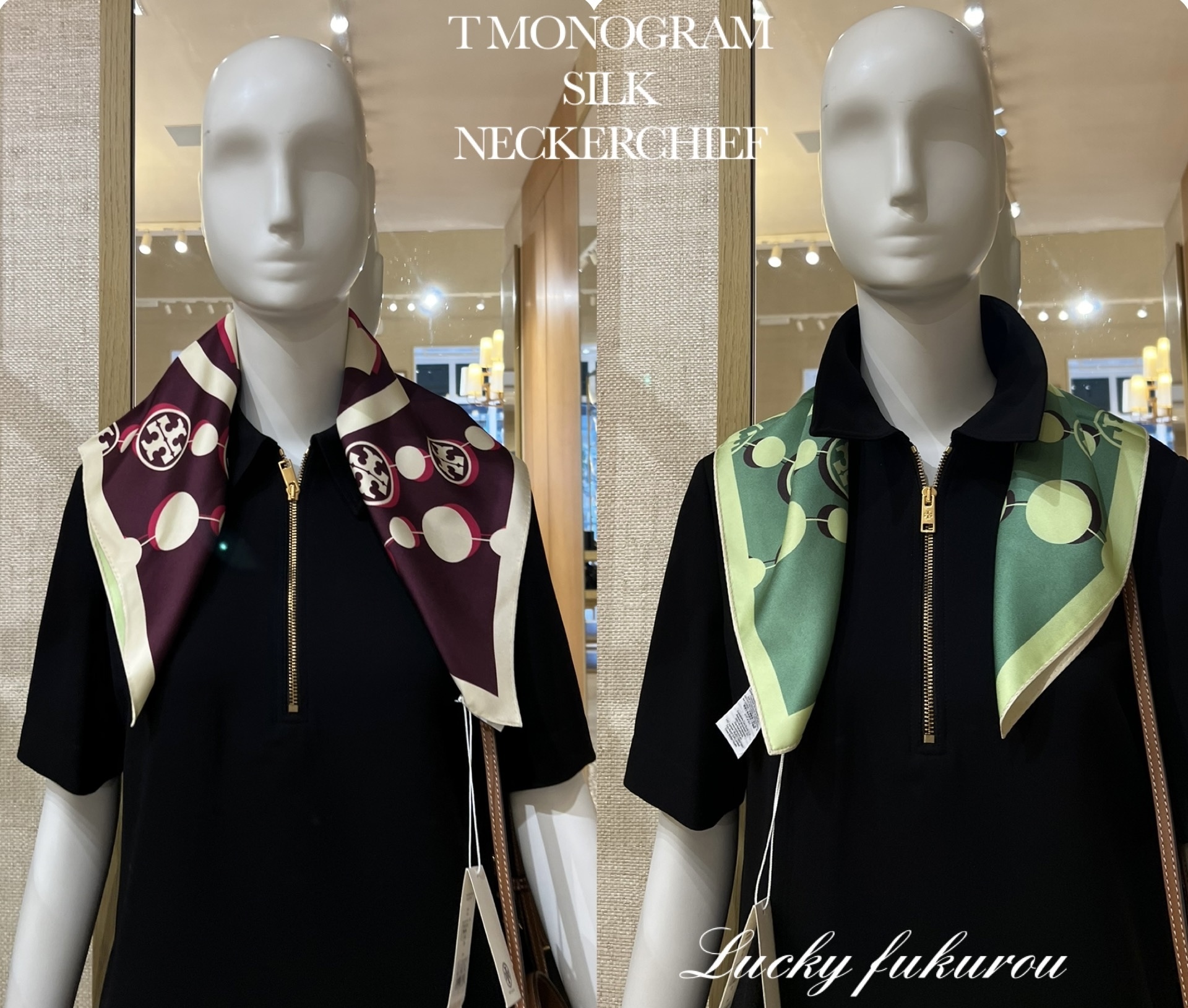 TORY BURCH直営OUTLET T MONOGRAM SILK NECKERCHIEF 151012 0523