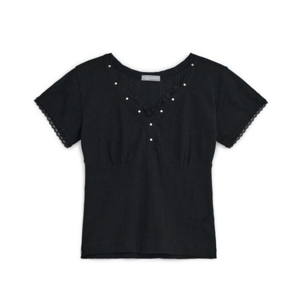 Tシャツ・カットソー hug your skin lace stud top black 25SSTOP02BK