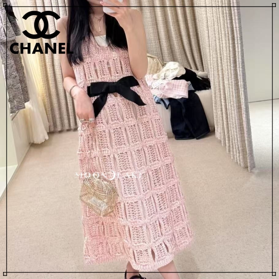 ≪25SS限定★≫シャネル ワンピース リボン ロング