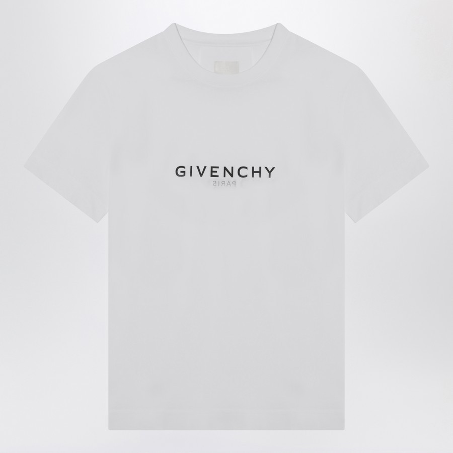 ジバンシィ ロゴ入りのリバースホワイトスリムTシャツ SS25