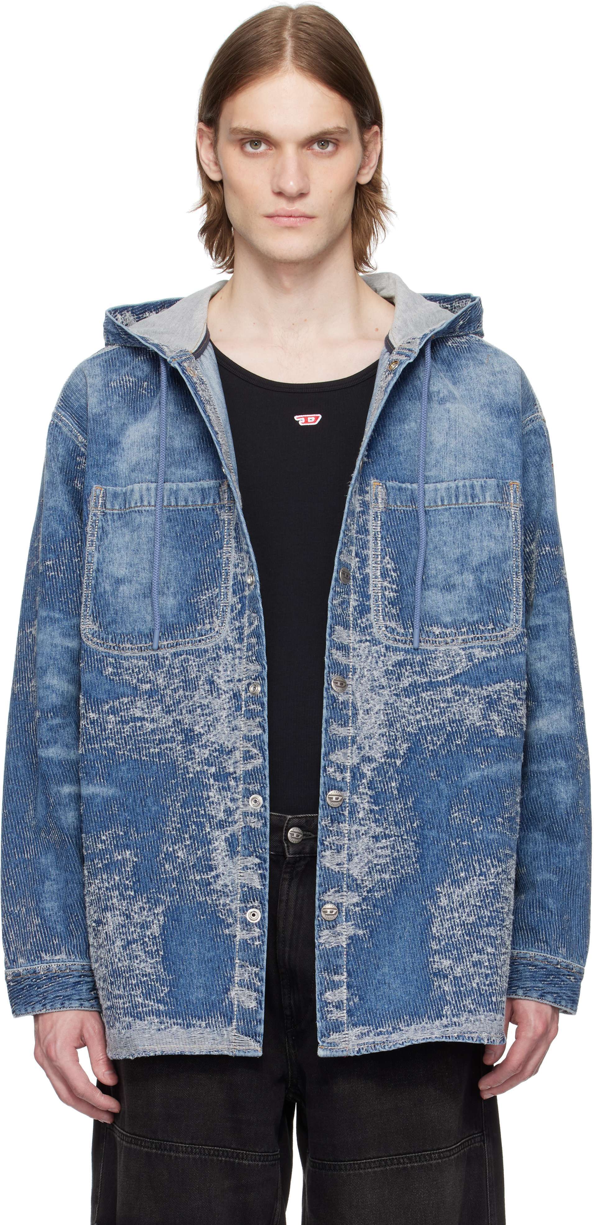 【関税込み】Diesel ブルー D-Dewnys-Hood-S デニム フーディ