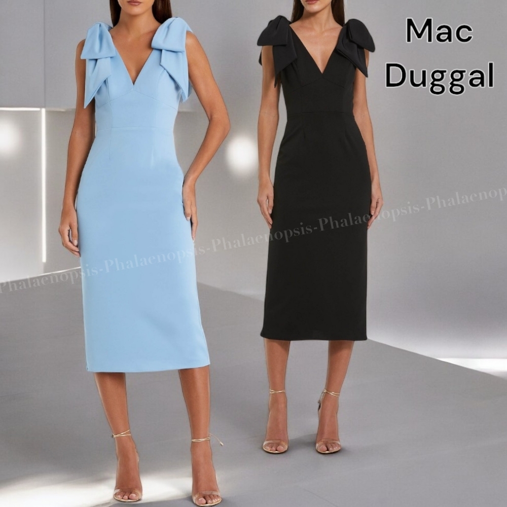 ●Mac Duggal●リボン ストラップ ミディドレス