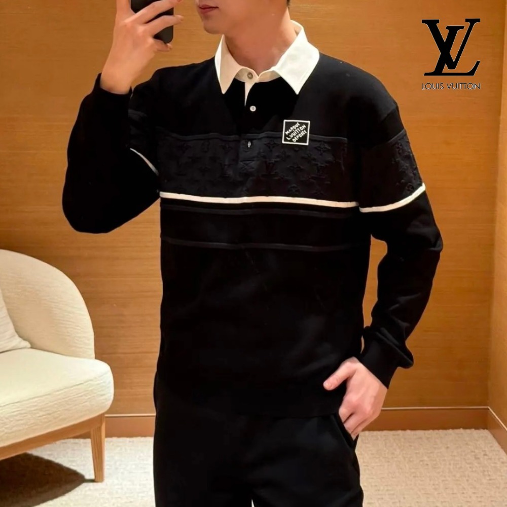 【黒基調のシックなデザイン♪】LOUIS VUITTON★長袖 ポロシャツ
