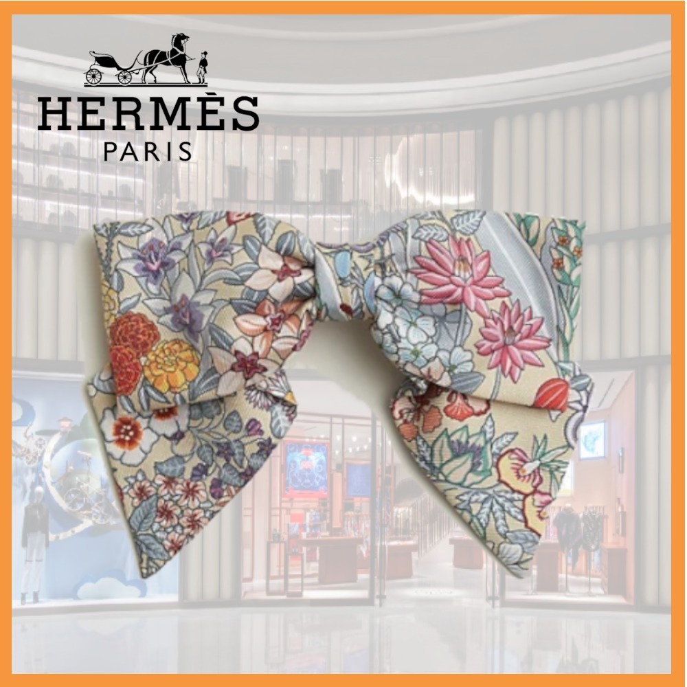 【花柄エレガント♡】HERMES グルネル リボンバレッタ