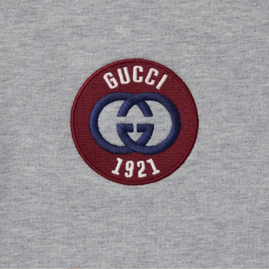 GUCCI《パッチ フェルトコットン ジップジャケット》グレー 直営
